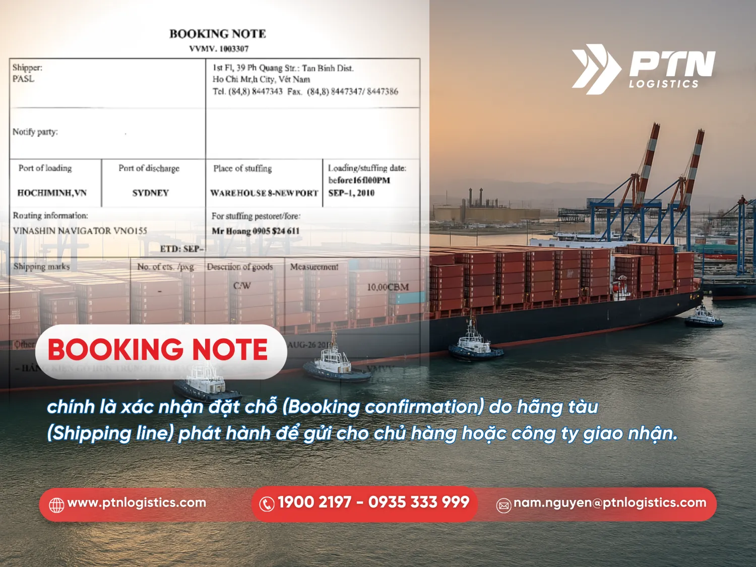 Định nghĩa chi tiết về booking note