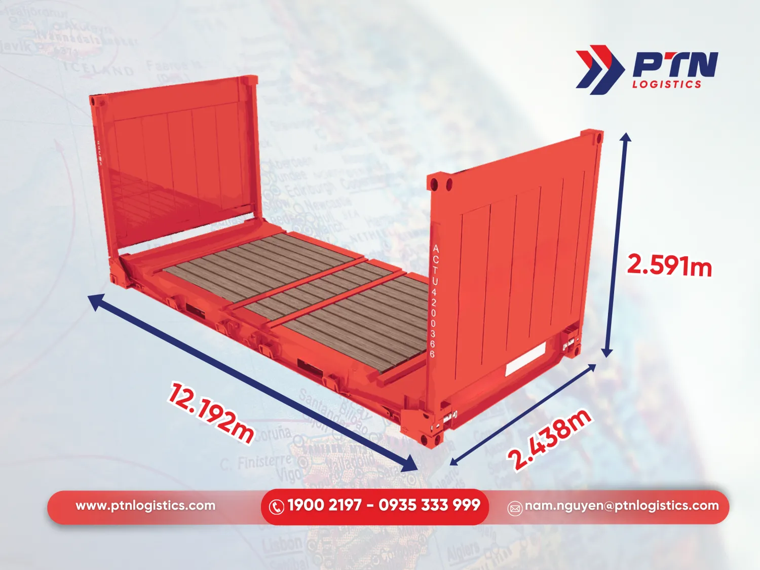 Flat rack container 40'