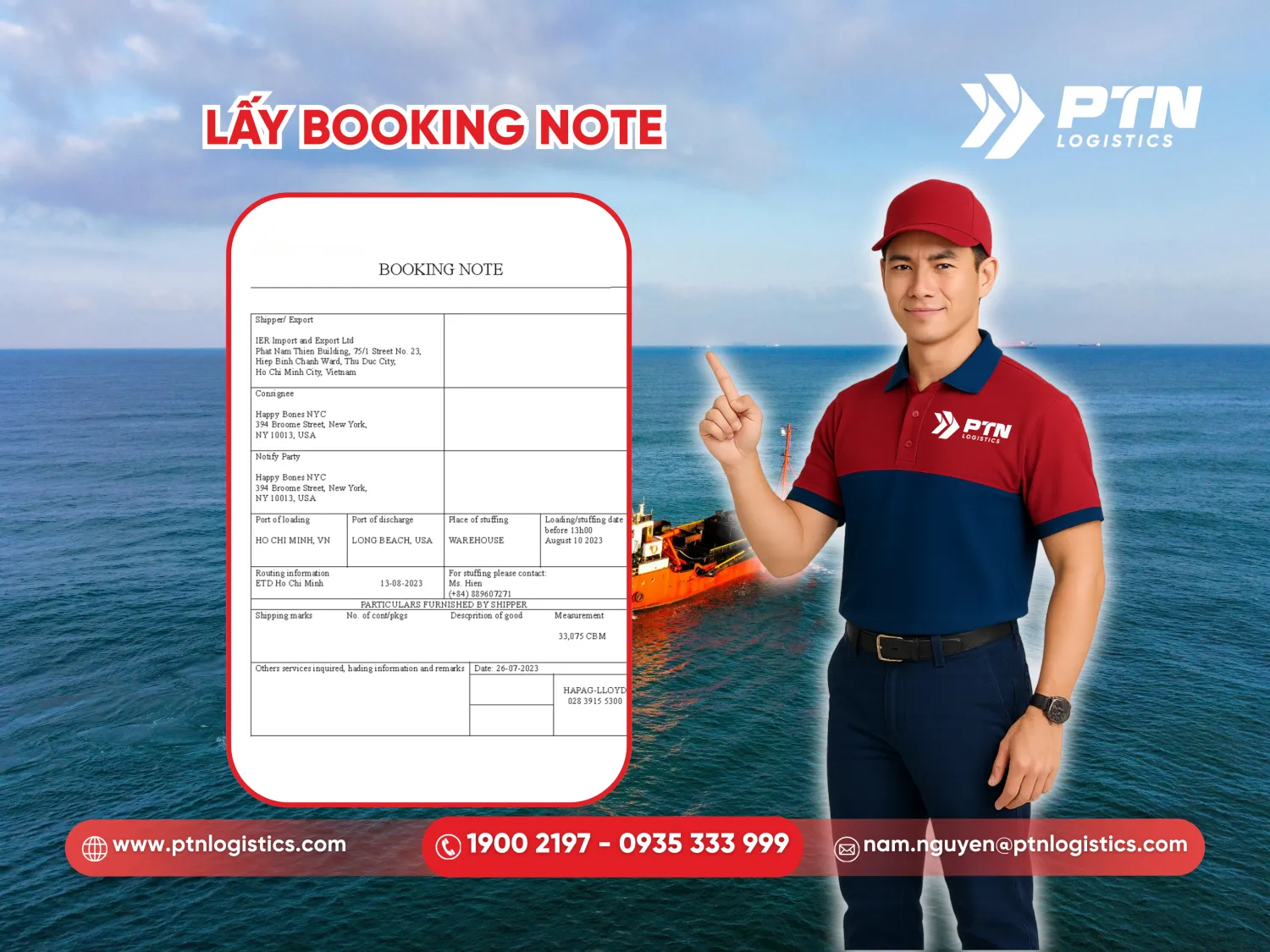 Thực hiện lấy booking note