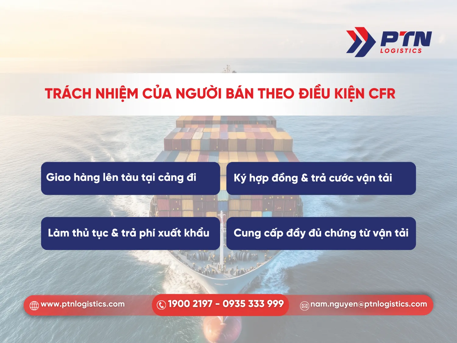 Trách nhiệm của người bán theo điều kiện CFR trong logistics