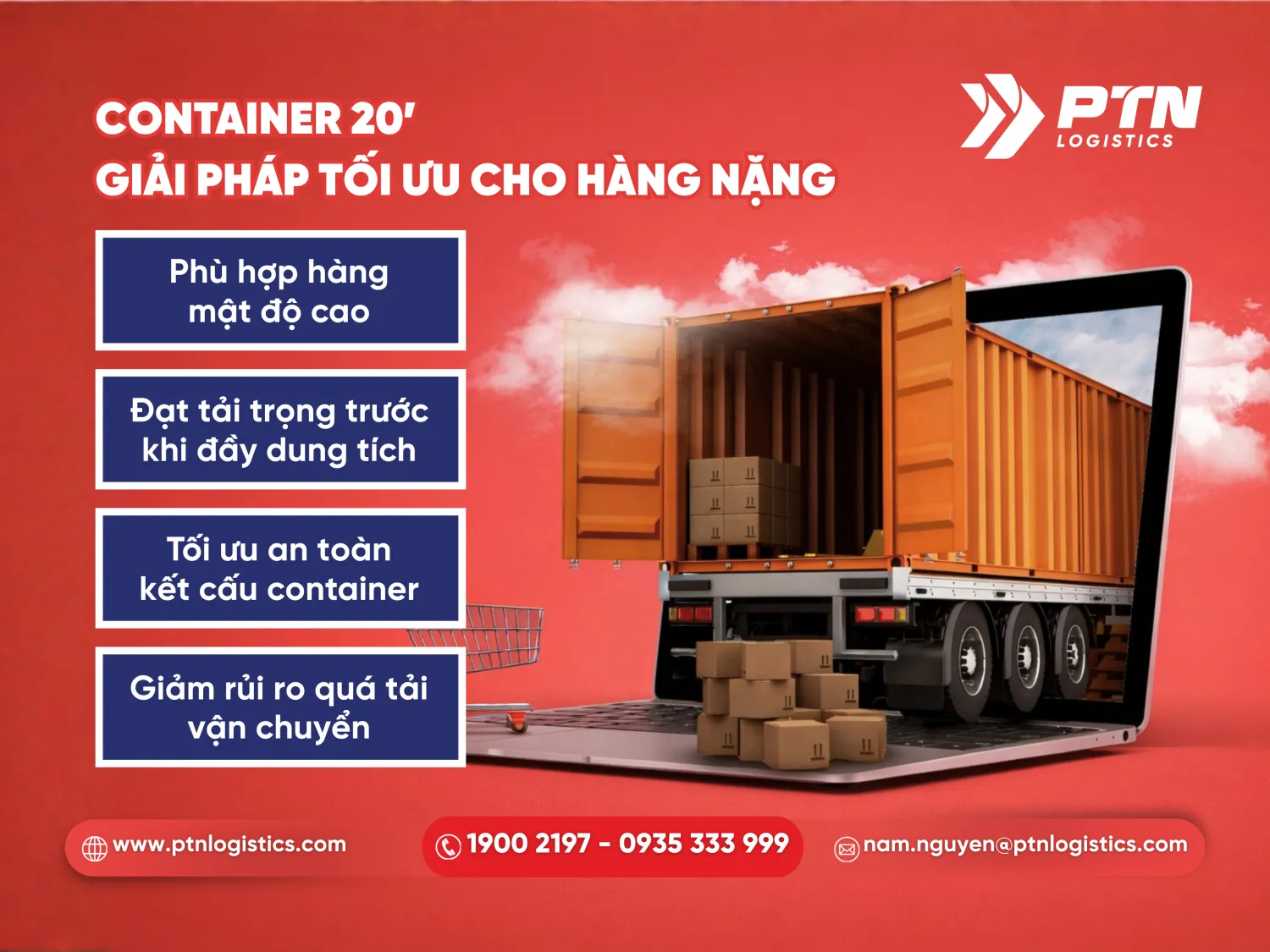 Các mặt hàng phù hợp với container 20 feet