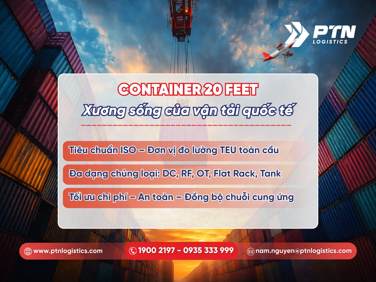 Các loại cont 20, xương sống của vận tải quốc tế
