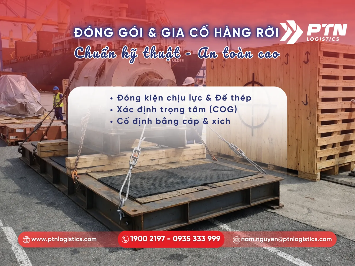 Tiến hành đóng gói và gia cố hàng hóa