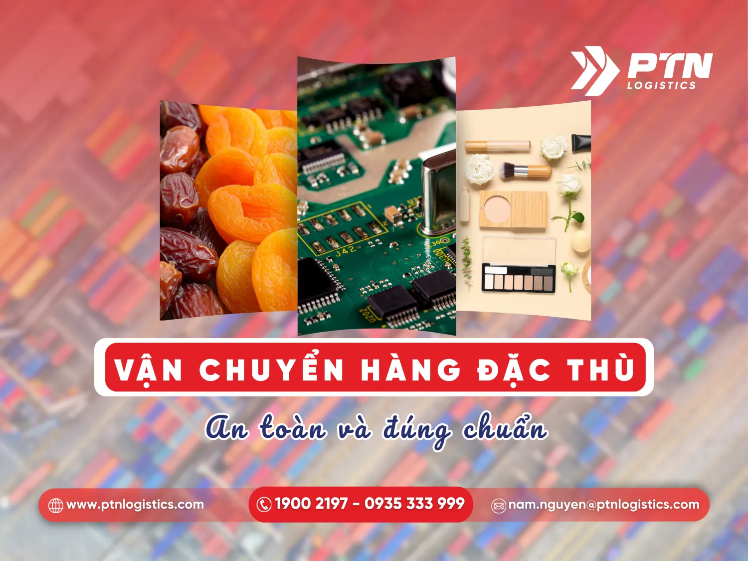 Chuyển phát nhanh quốc tế thực phẩm khô. mỹ phẩm, linh kiện