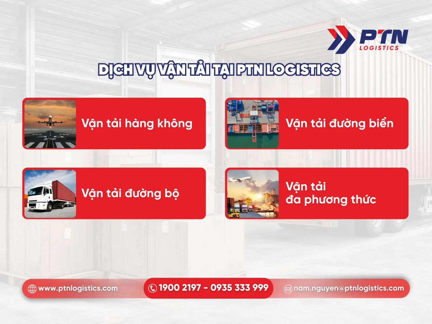 Dịch vụ vận tải tại PTN Logistics