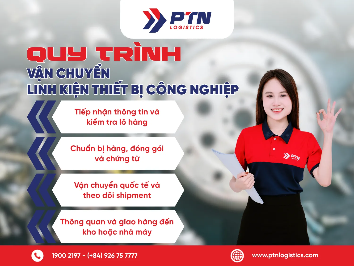 Quy trình vận chuyển linh kiện thiết bị công nghiệp