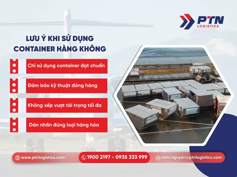 Các lưu ý khi sử dụng container hàng không