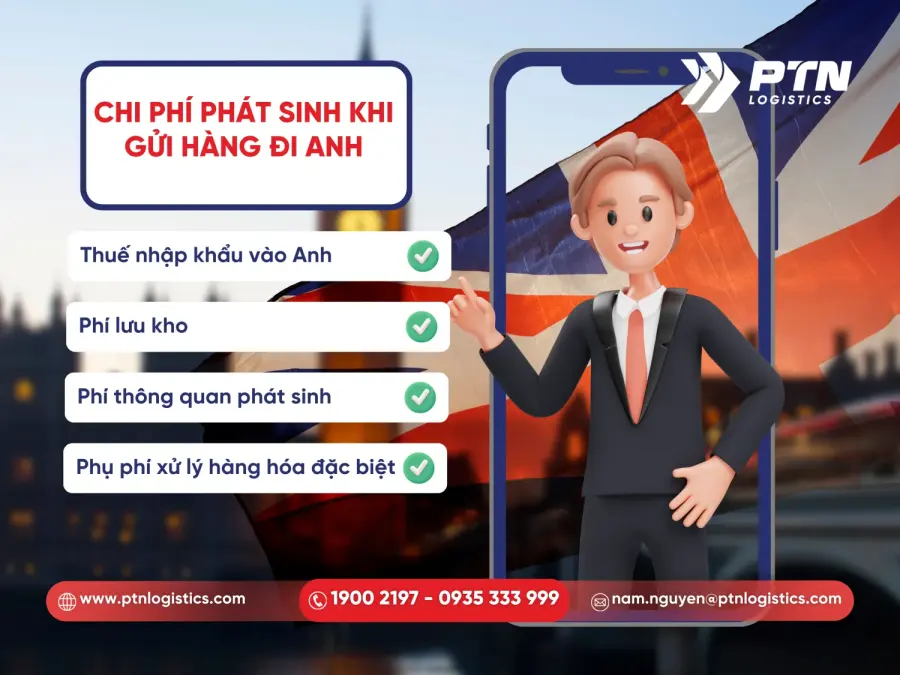 Những chi phí phát sinh khi gửi hàng đi Anh