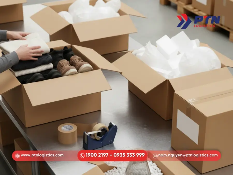Chuẩn bị hàng hóa và đóng gói gửi đi Nhật