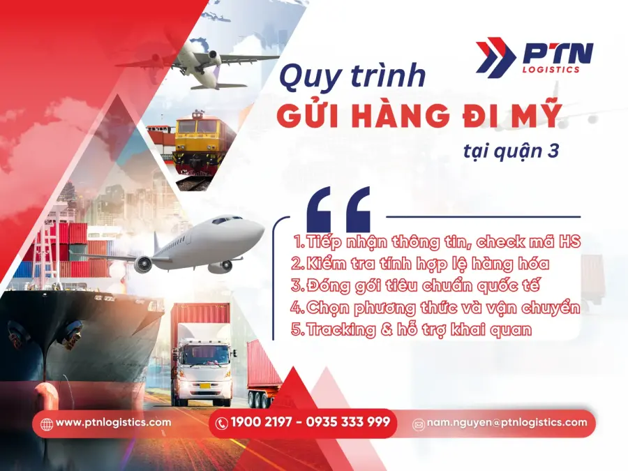 Quy trình các bước gửi hàng đi Mỹ tại quận 3