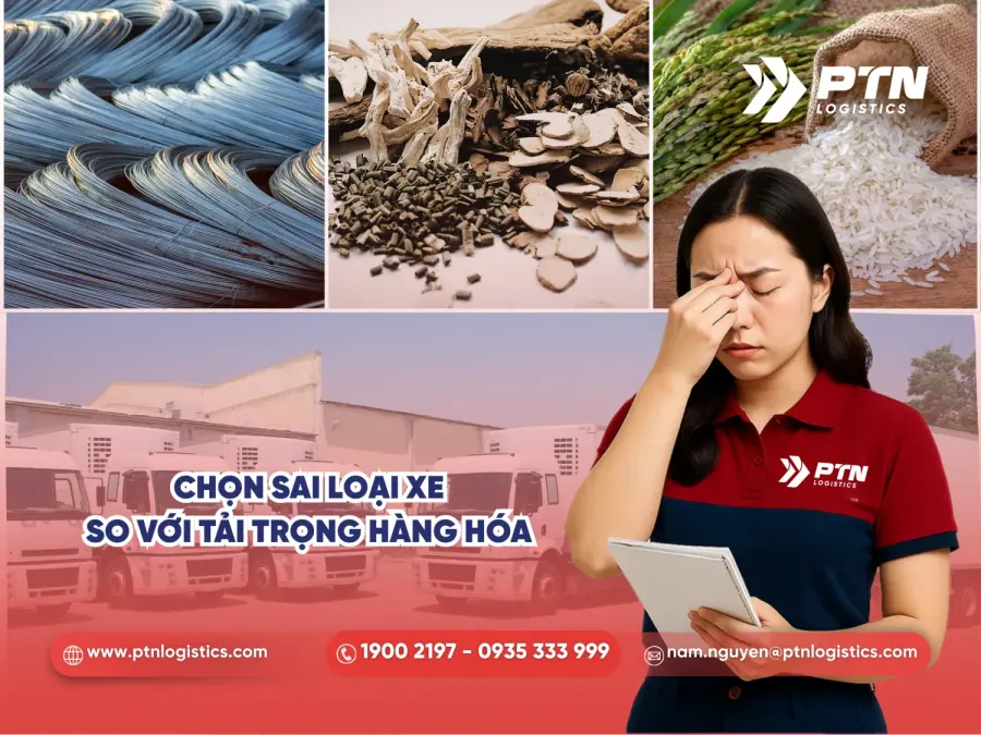 Chọn sai loại xe so với tải trọng của hàng hóa