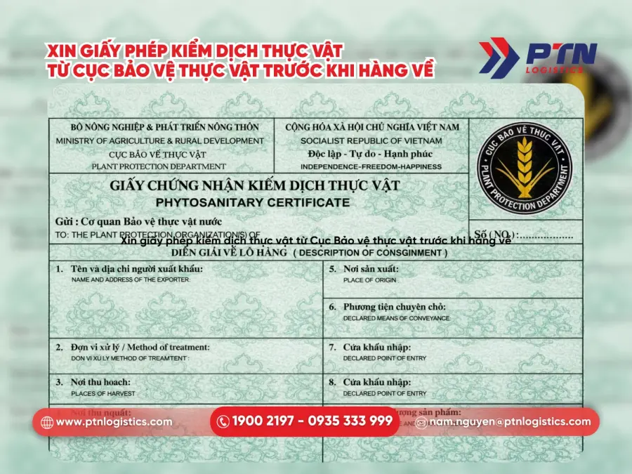 Cần xin giấy phép kiểm dịch thực vật từ Cục bảo vệ thực vật trước khi hàng về