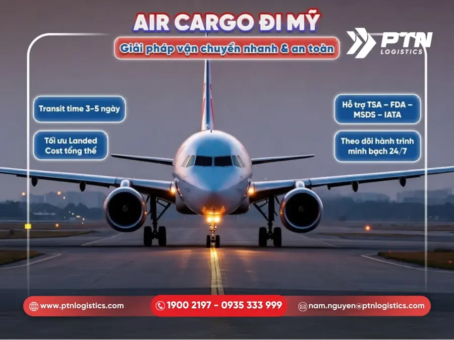 Vận chuyển hàng không chuyên tuyến Mỹ tại PTN Logistics